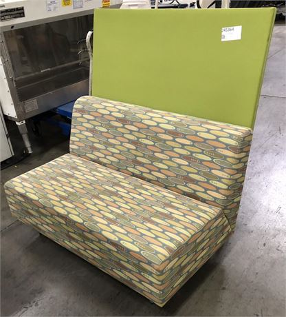 SOFA: 48" WIDE W/ MULTICOLOR PATTERN SEAT & LIME GREEN HIGHBACK PANEL